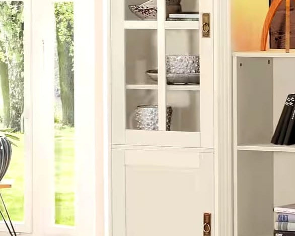 Vitrina Milano, lemn masiv, Natur, 199 cm inaltime Arboteca