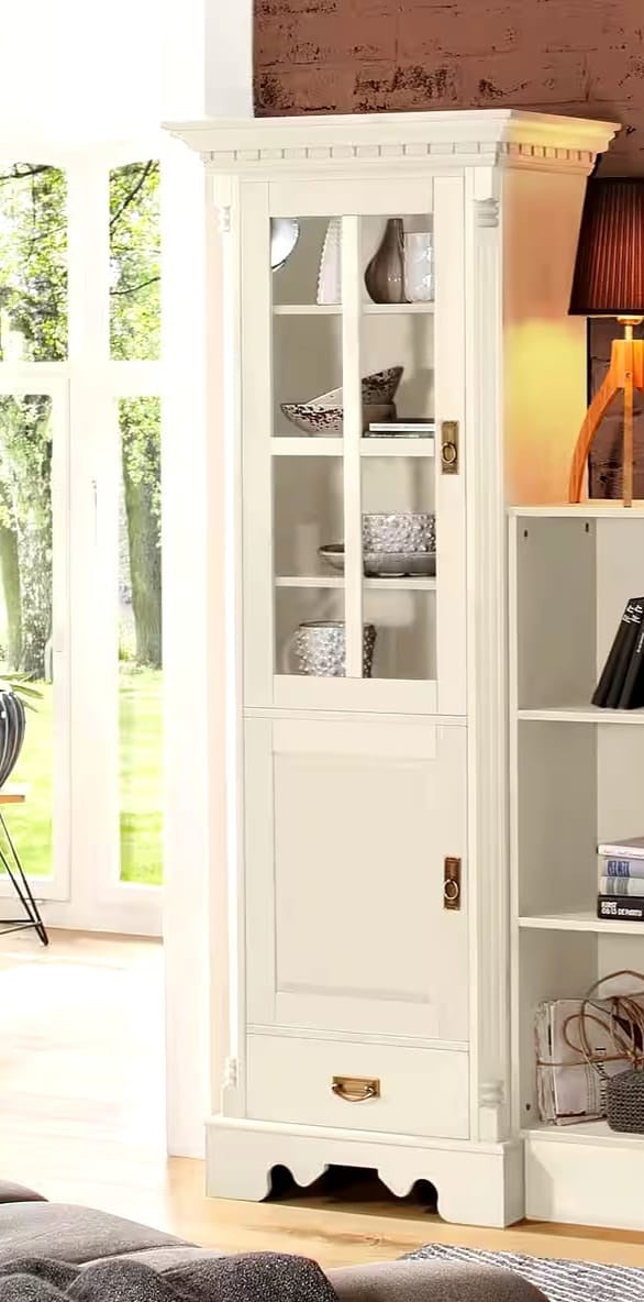 Vitrina Milano, lemn masiv, Natur, 199 cm inaltime Arboteca