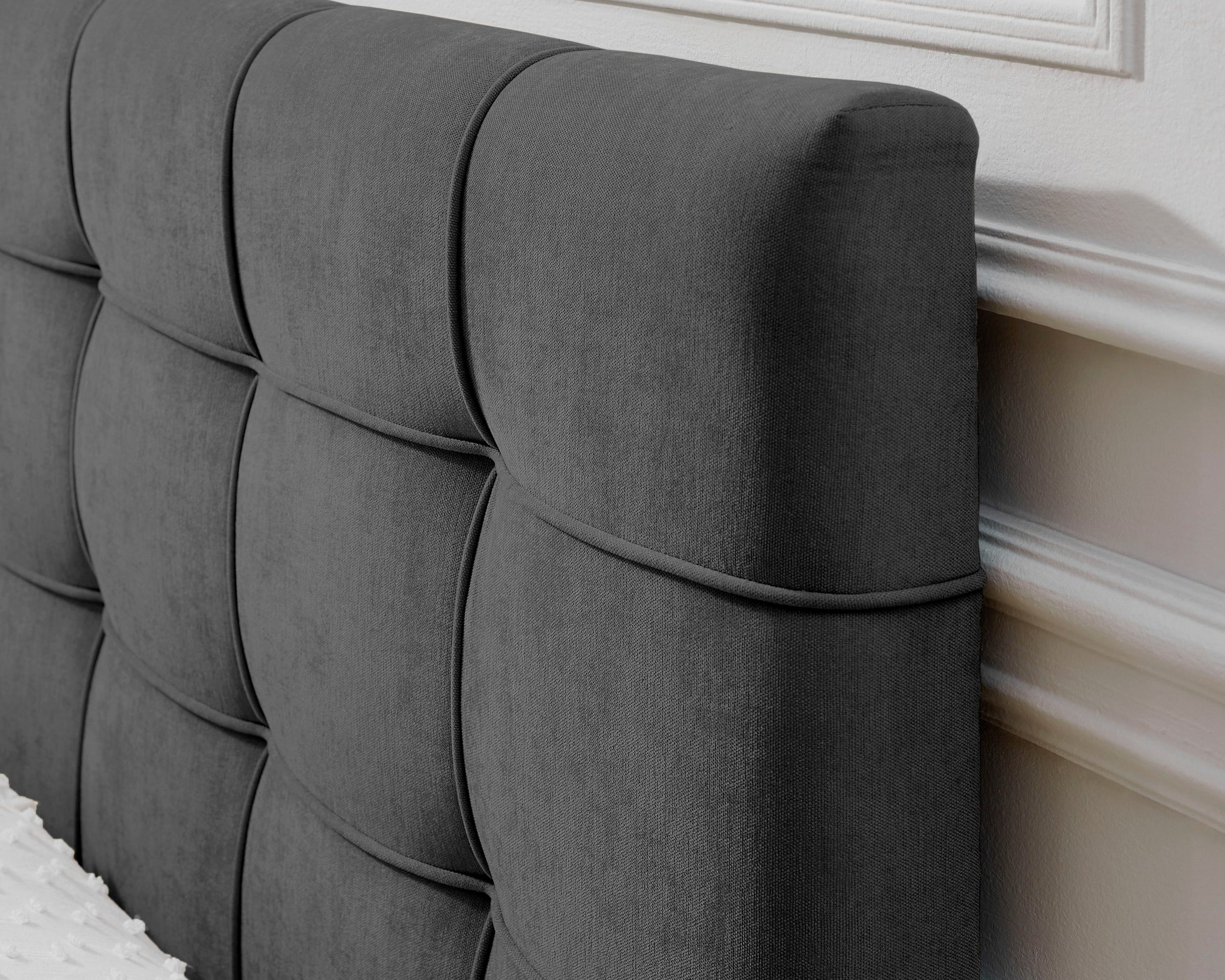 Pat boxspring Lilienne, 180×200 cm, ladă depozitare, saltea H3 + topper Arboteca