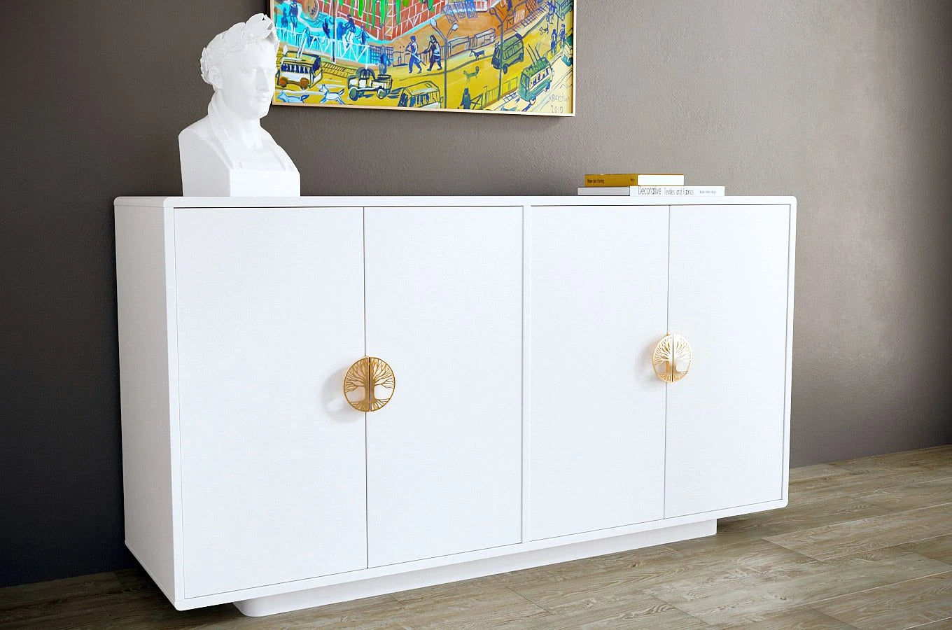 Comoda Lotus, Alb, 139 cm Arboteca