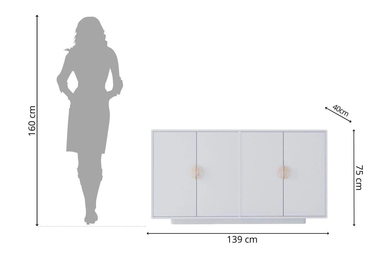 Comoda Lotus, Alb, 139 cm Arboteca