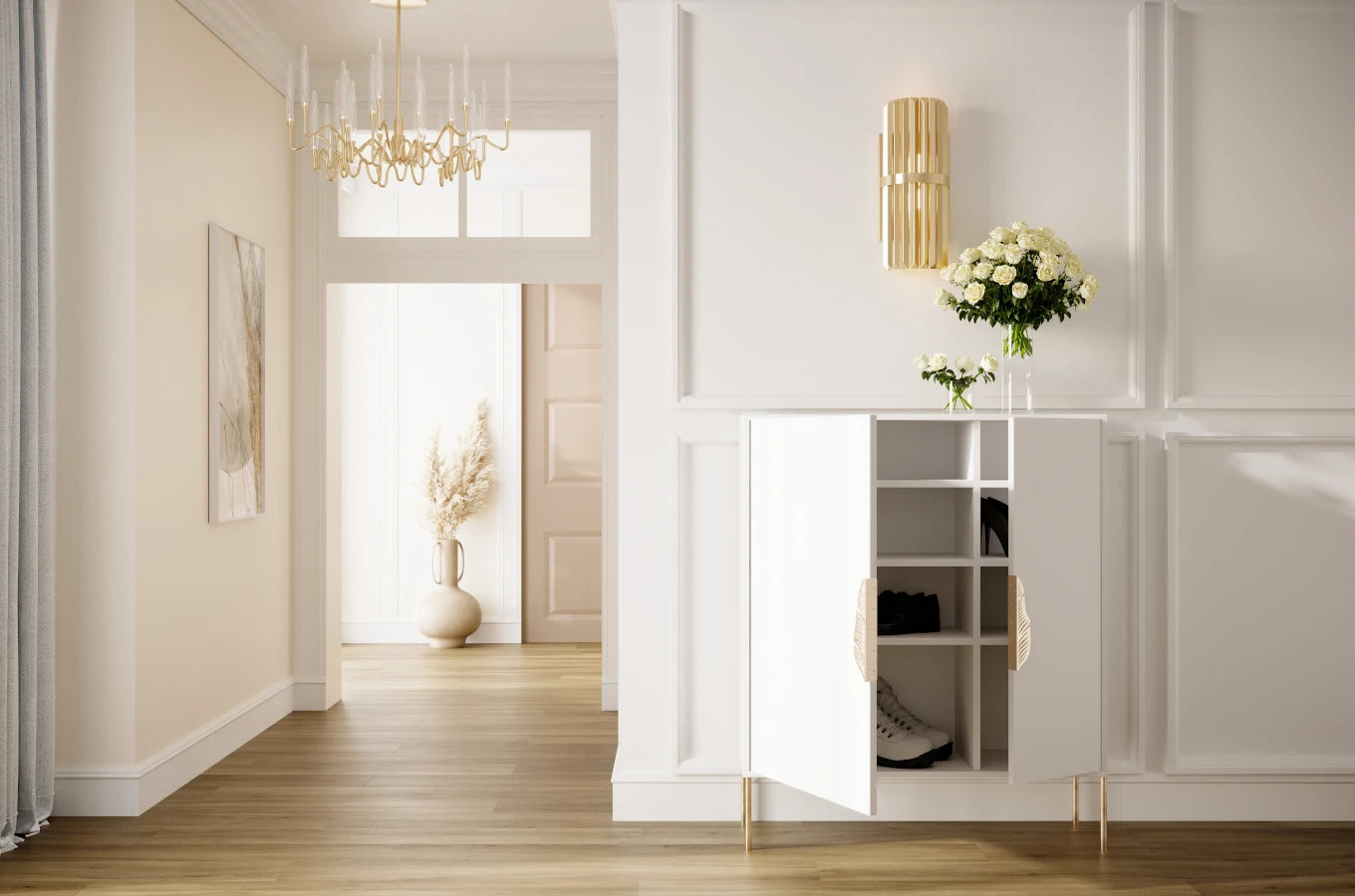 Pantofar Ayana, Alb/Auriu Arboteca