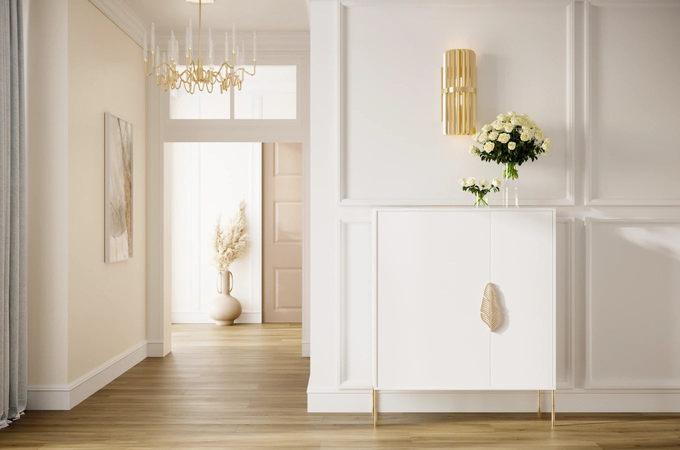 Pantofar Ayana, Alb/Auriu Arboteca