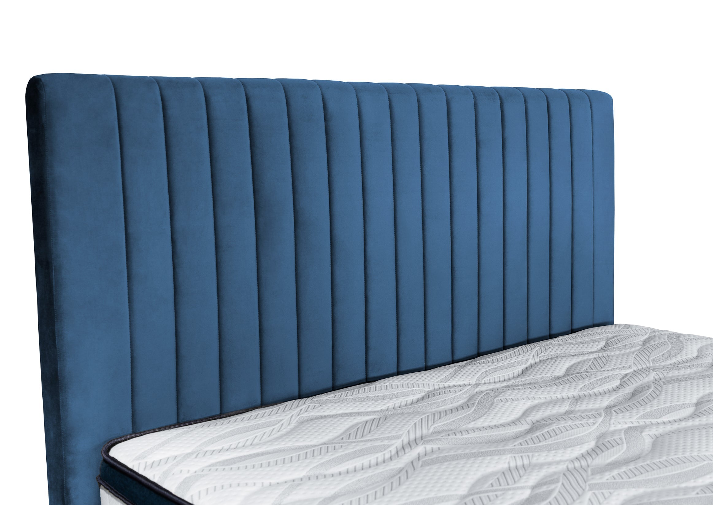 Pat tapițat Dino, cu somieră și picioare înalte #color_Albastru-Velluto