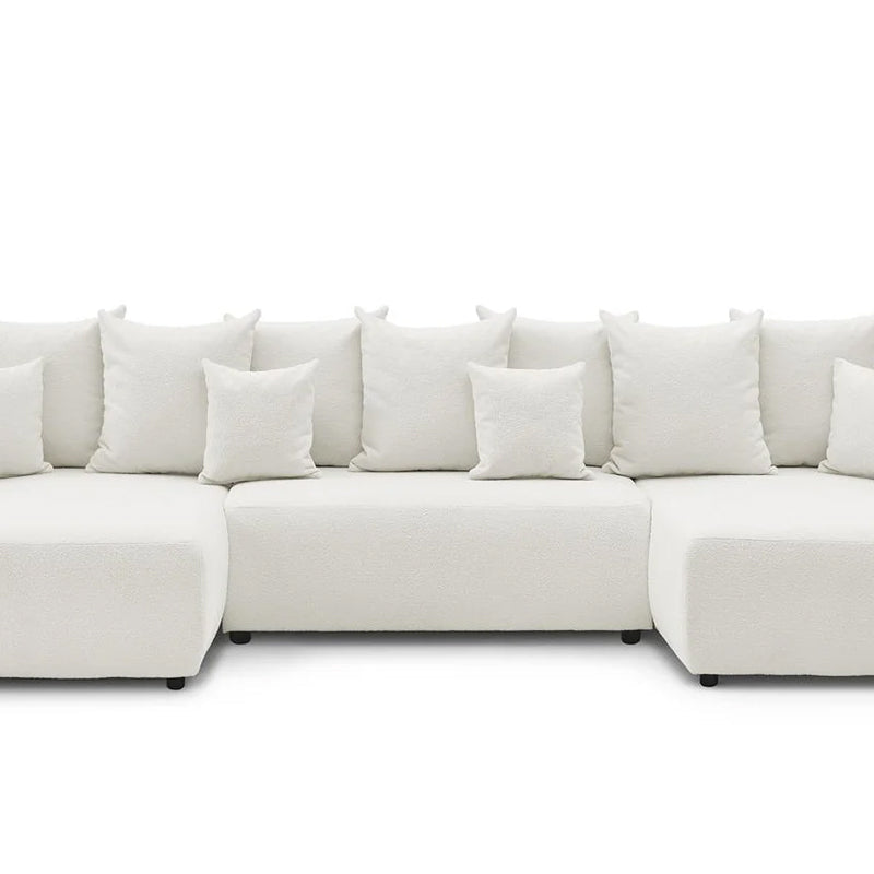 Colțar Extensibil, în formă de U, LIVIGNO, cu ladă de depozitare, 347x154x80 cm Alb-Anthology Prestige Home