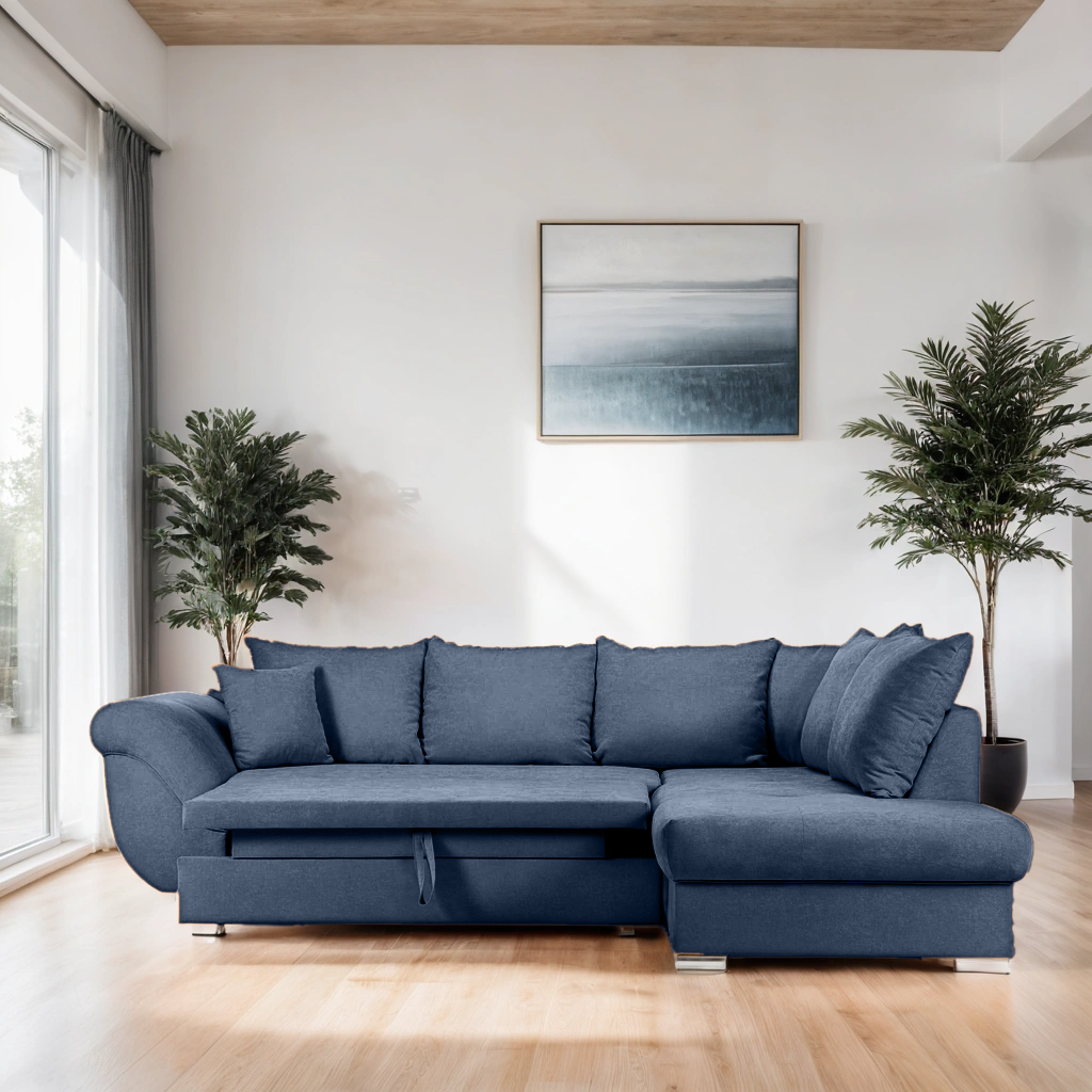 Colțar Extensibil SANTOS, variante stânga/dreapta, 295x215x80 cm, Prestigehome.ro, #color_Albastru-inchis-enjoy