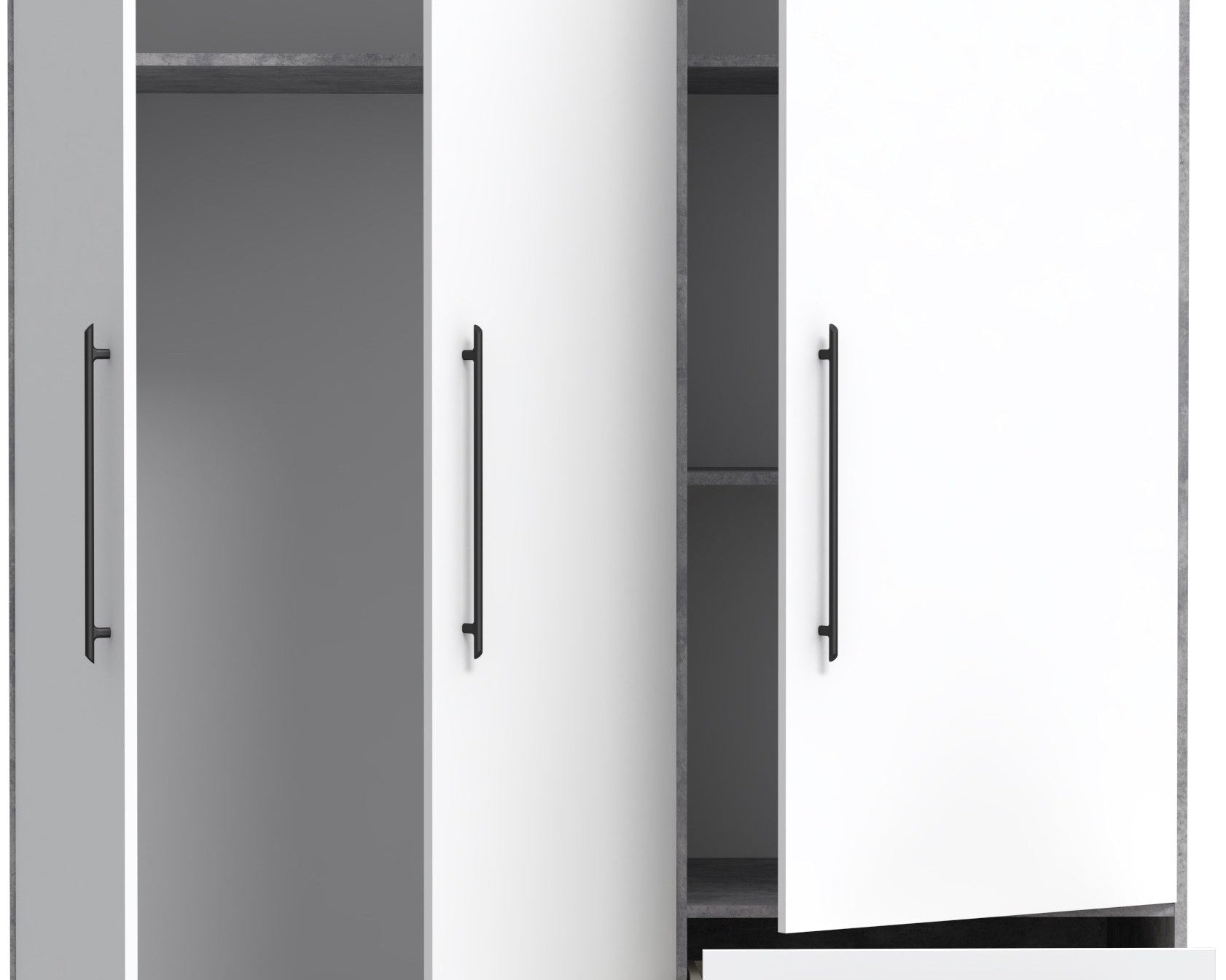 Dulap cu trei usi Tendency , Alb-Gri , 144.4 cm latime Arboteca