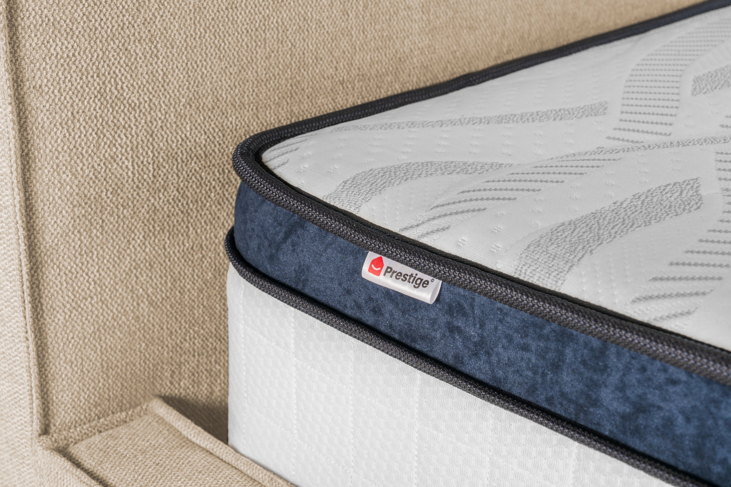 Pat Tapițat Monalisa, cu somieră rabatabilă și ladă depozitare #color_Bej-Loft