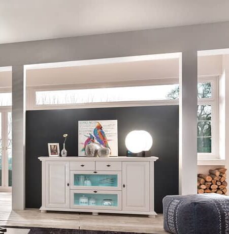 Comoda Amelie din lemn masiv, 175x41x91, Alb Arboteca