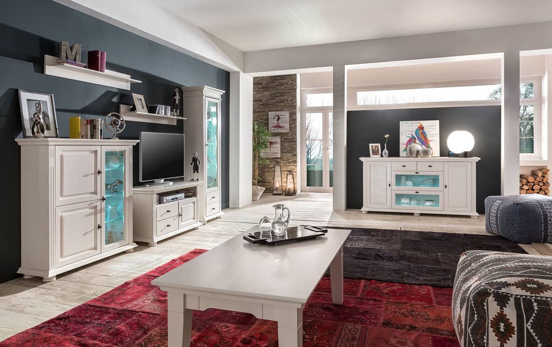 Comoda Amelie din lemn masiv, 175x41x91, Alb Arboteca