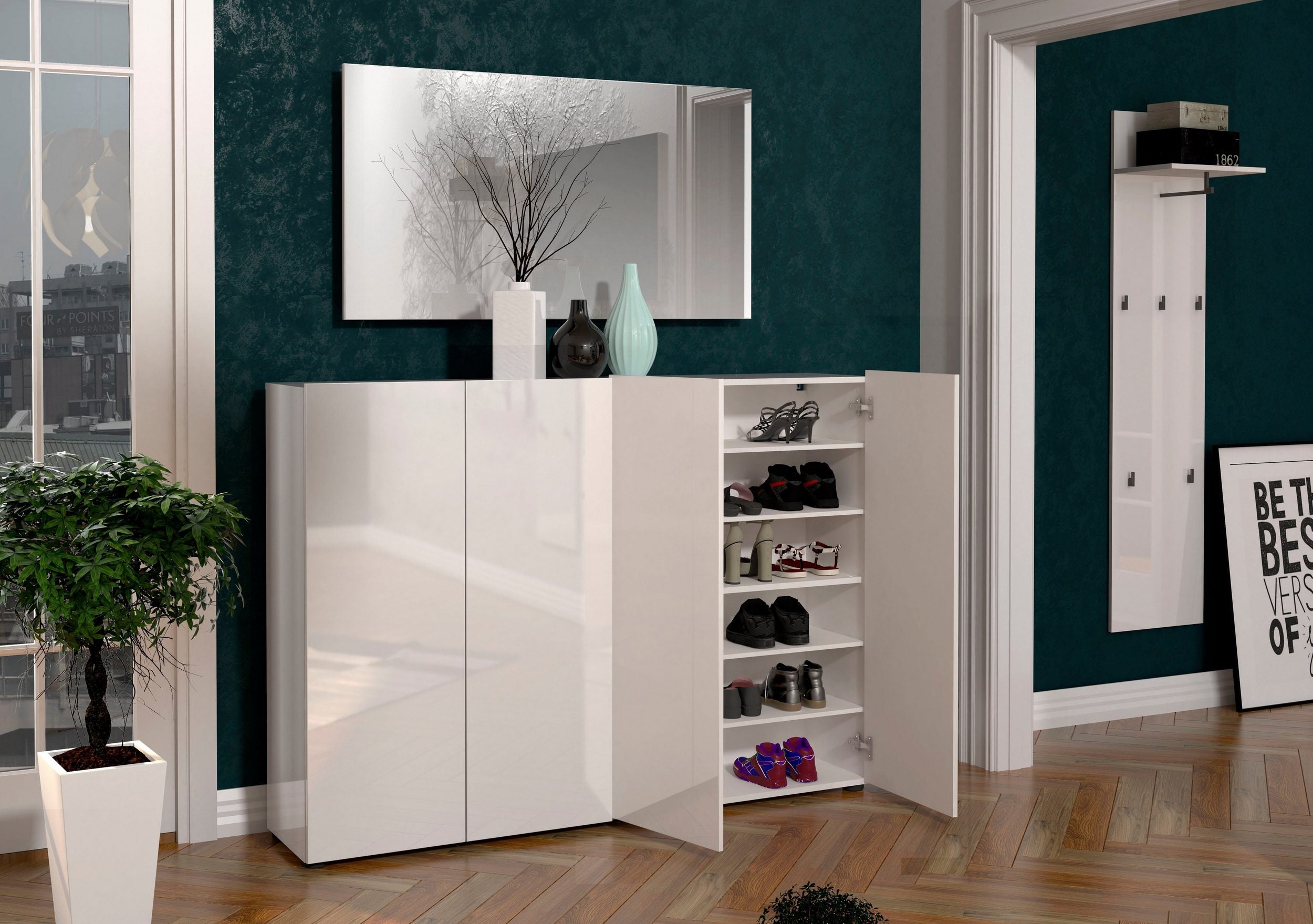 Pantofar Mister, Alb lucios, 160 cm latime Arboteca