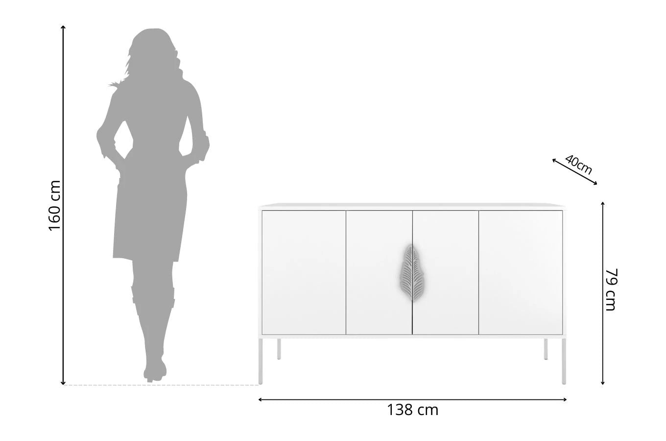 Comoda Ayana, Alb / Argintiu Arboteca