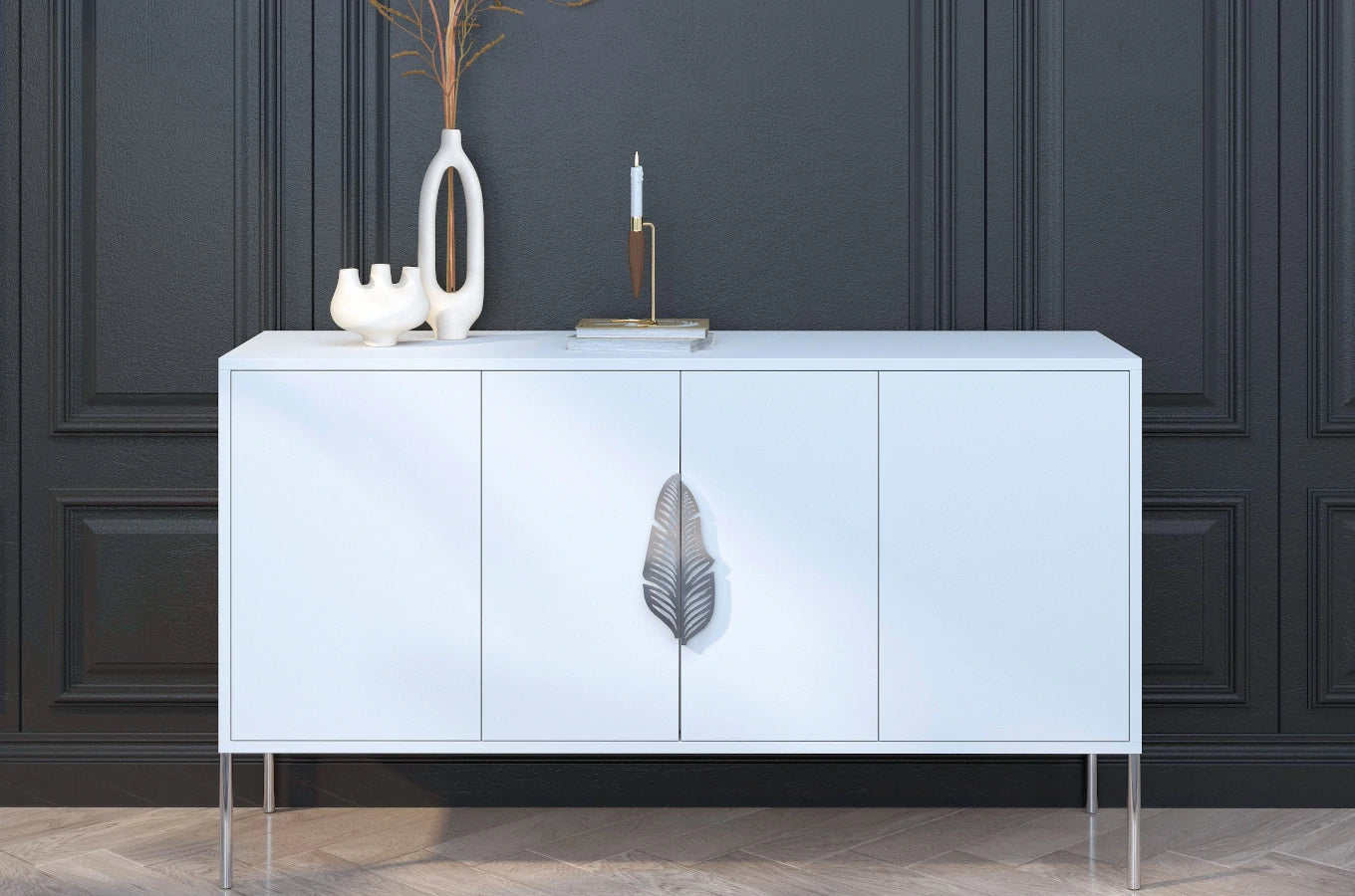 Comoda Ayana, Alb / Argintiu Arboteca