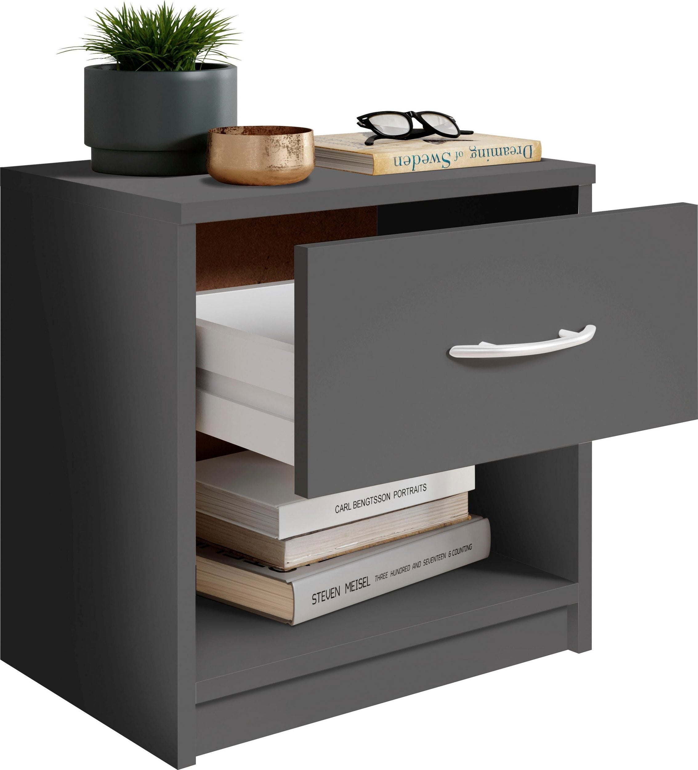 Noptiera Pepe, 39 cm latime, Negru Arboteca