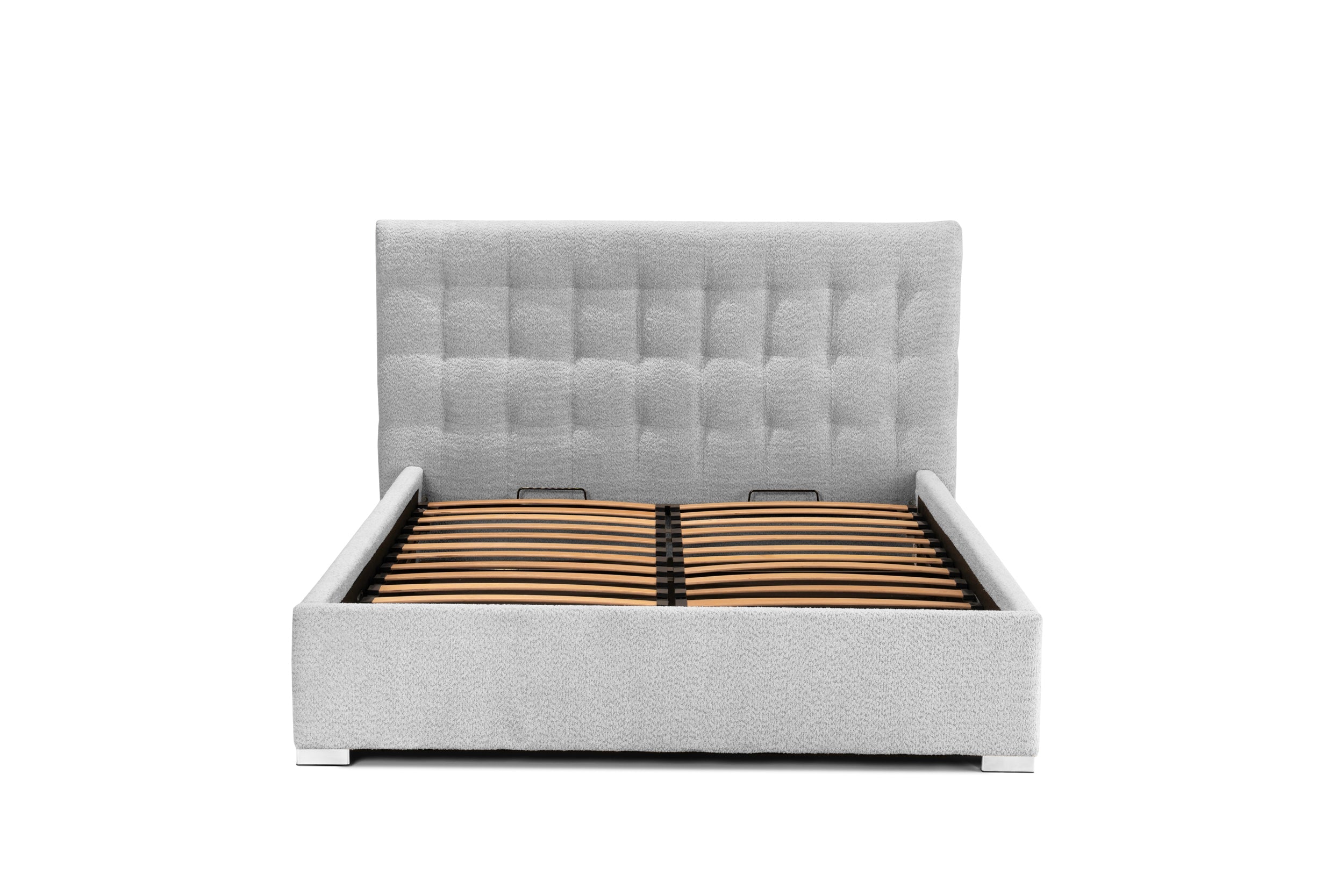 Pat Tapițat Strasbourg Premium, cu somieră rabatabilă și ladă depozitare, #color_Gri-Argintiu-Anthology