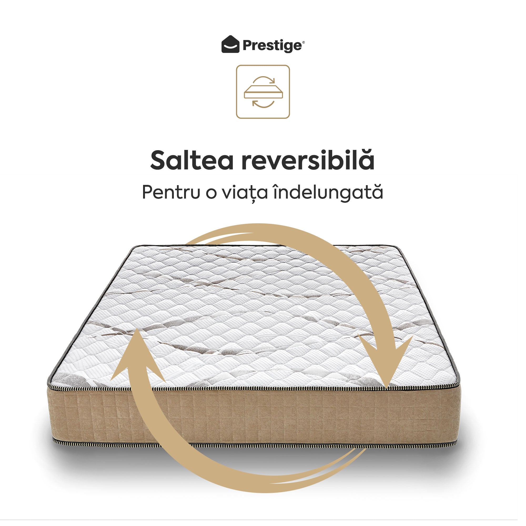 Saltea Ideal Sleep HOTEL SERIES LUX, superortopedică, cu spumă poliuretanică și arcuri, husă cu aerisire optimă, Grosime 25 cm - Prestige Home