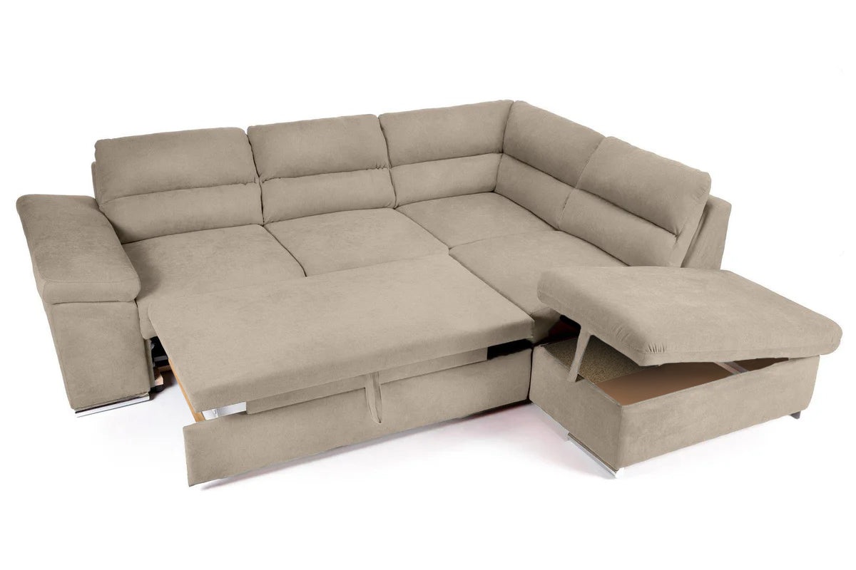 Coltar Extensibil ALONSO, cu lada de depozitare, variante stanga/dreapta 265x220x85 cm, Rosu - Prestigehome.ro - Coltare - Prestige - #variante coltar_dreapta #color_bej-enjoy