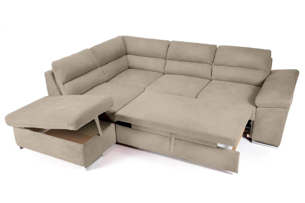 Coltar Extensibil ALONSO, cu lada de depozitare, variante stanga/dreapta 265x220x85 cm, Rosu - Prestigehome.ro - Coltare - Prestige - #variante coltar_stanga #color_bej-enjoy