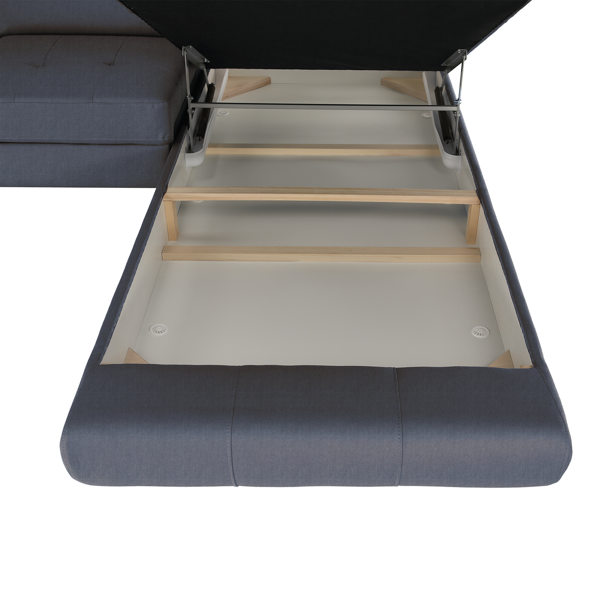 Set canapea cu spațiu de depozitare COMO, gri, pe dreapta, 275x225x71 cm Kondela