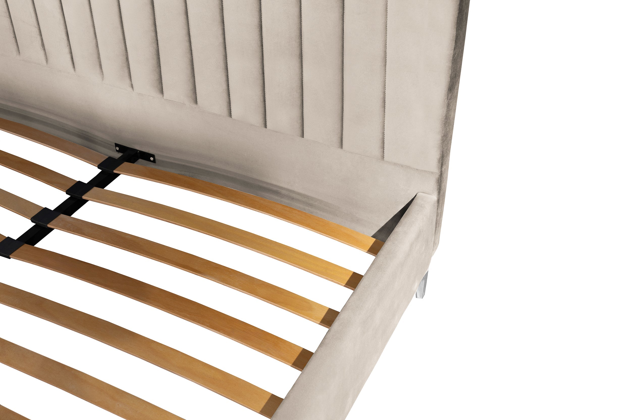 Pat tapițat Dino, cu somieră și picioare înalte #color_Bej-Velluto