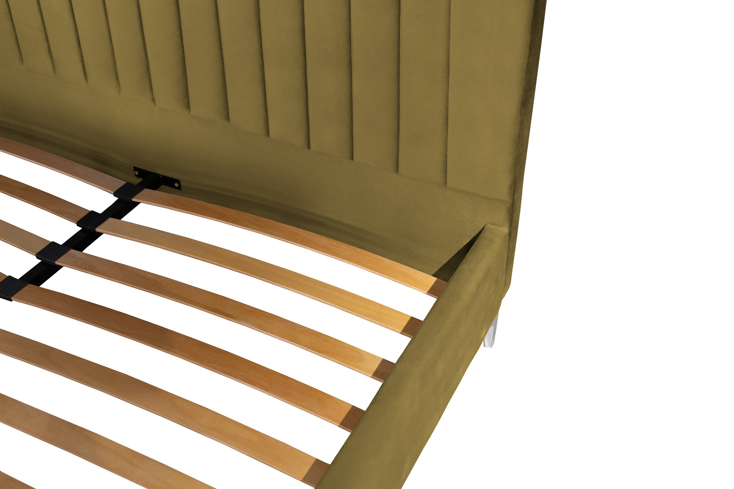 Pat tapițat Dino, cu somieră și picioare înalte #color_Verde-Velluto