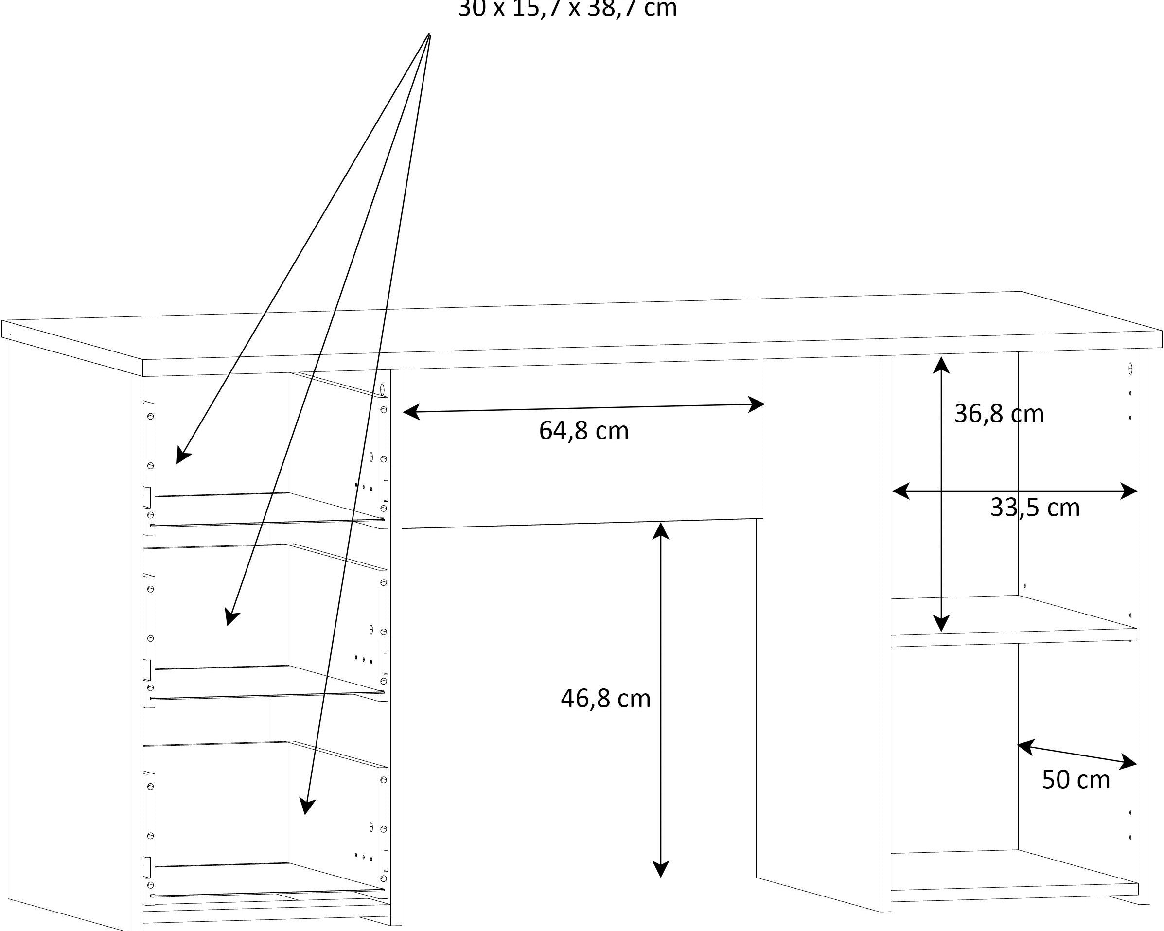 Birou Neuss cu sertare, PAL, alb, 138,2×60×75,3 cm Arboteca