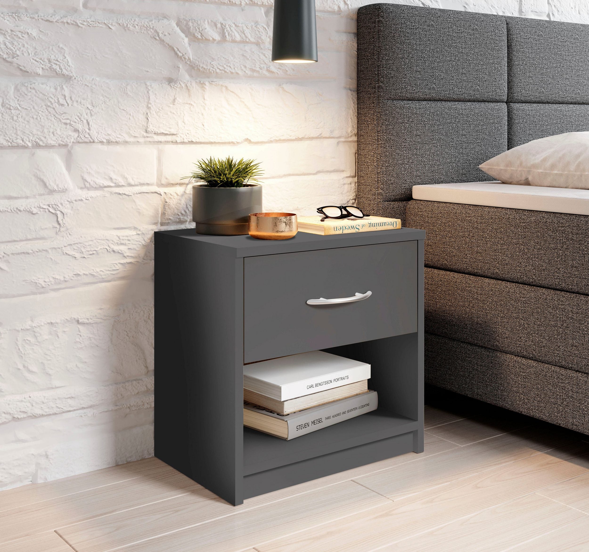 Noptiera Pepe, 39 cm latime, Negru Arboteca