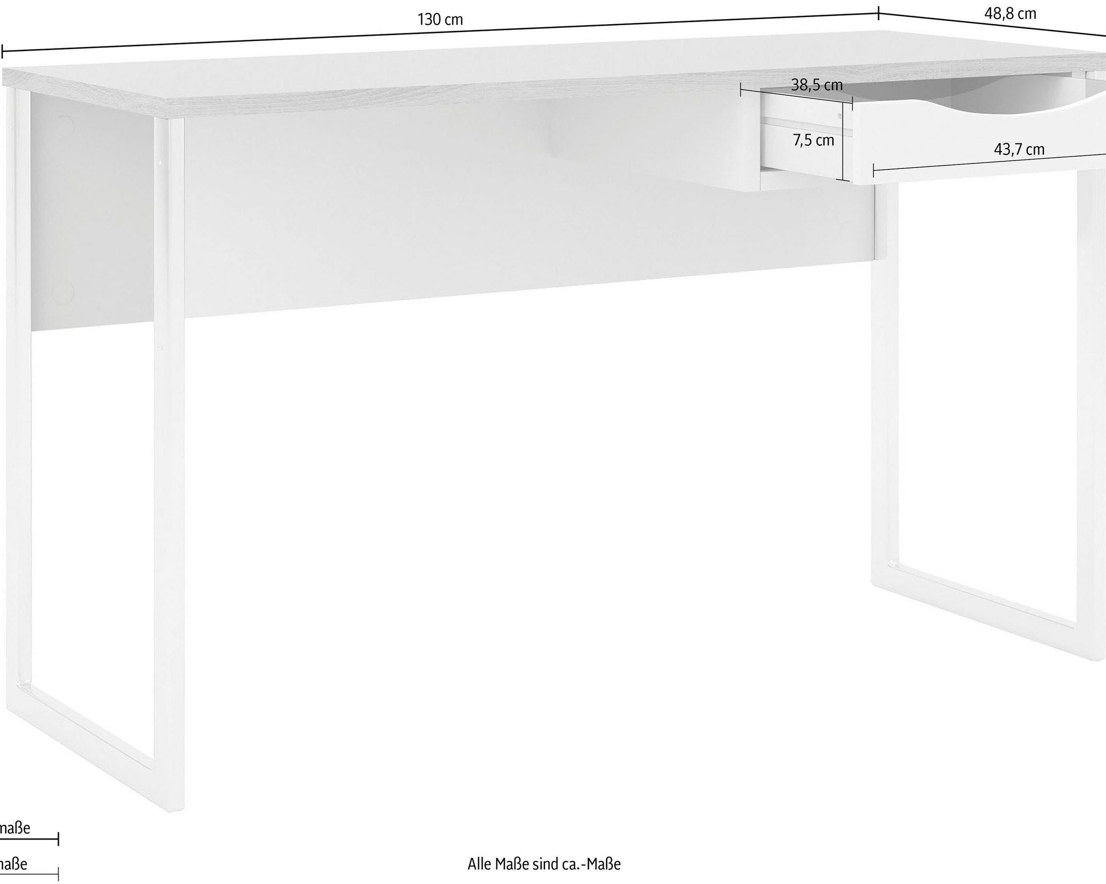 Birou Plus cu sertar, alb, 130 cm Arboteca