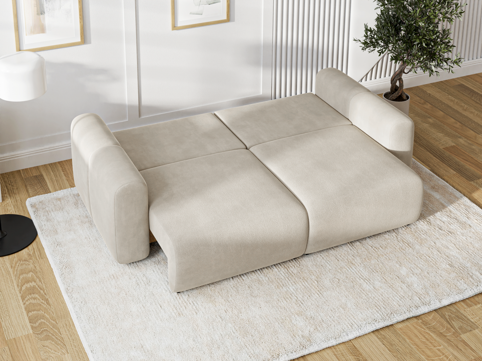 Canapea Extensibilă 3 locuri GEORGIA, cu 2 lăzi depozitare, 248x110x90 cm, #color_Bej-Havana