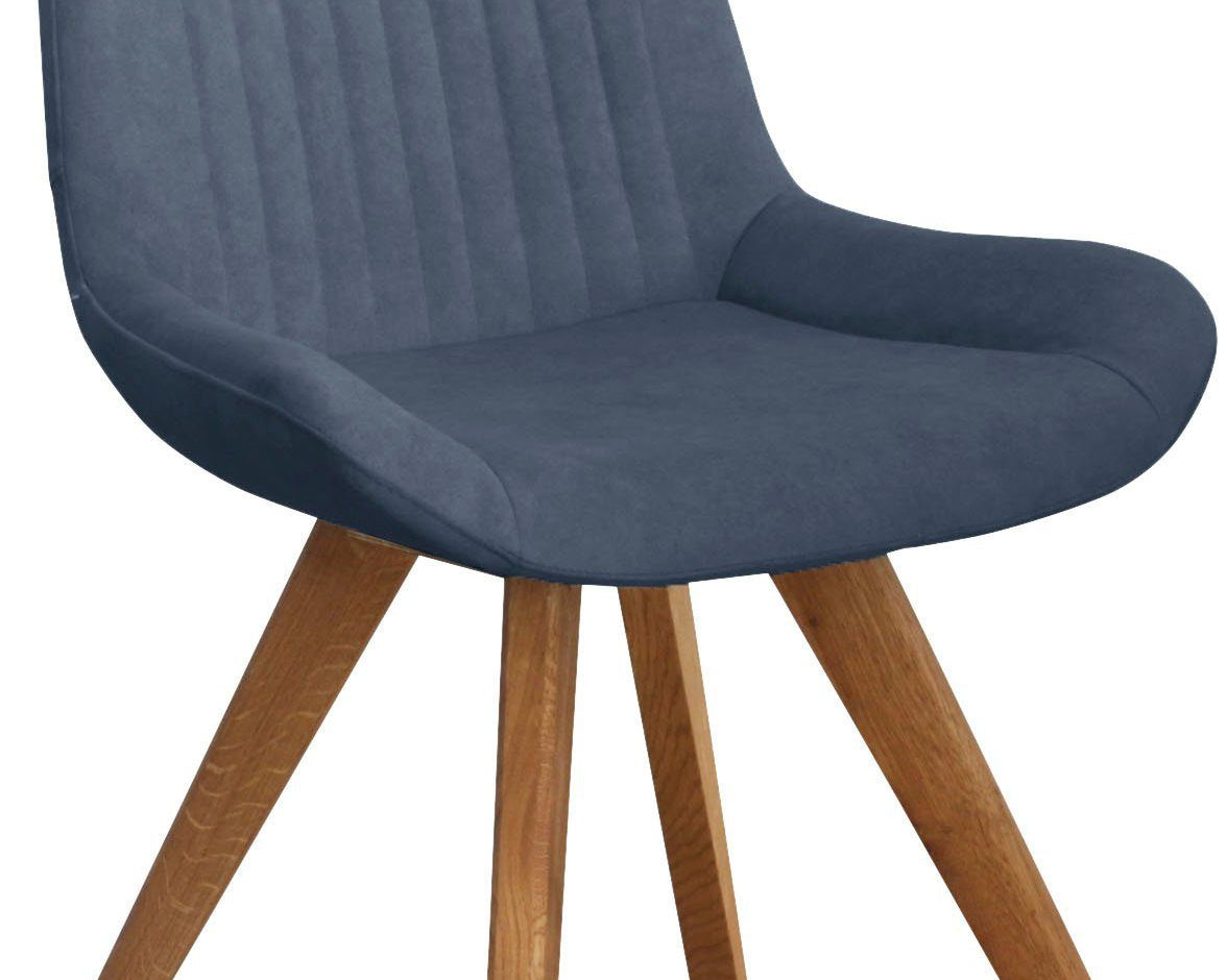Set de 6 scaune „Bratislava” – lemn masiv FSC®, velur catifelat, nuanță albastru „Cloud 74” Arboteca