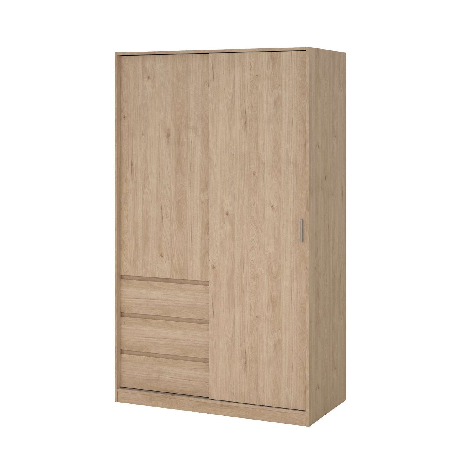 Dulap Naia cu uși glisante și 3 sertare, aspect lemn, 118×200×60 cm Arboteca
