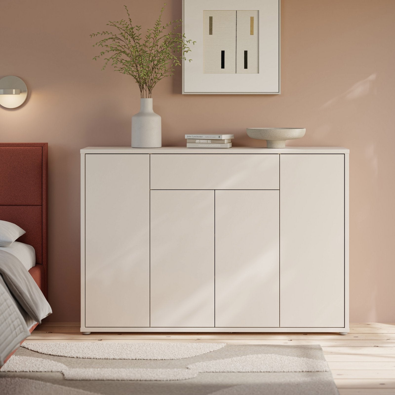 Pantofar Alice Springs, 28 perechi, alb, 144×99×35 cm, Push-to-Open Arboteca