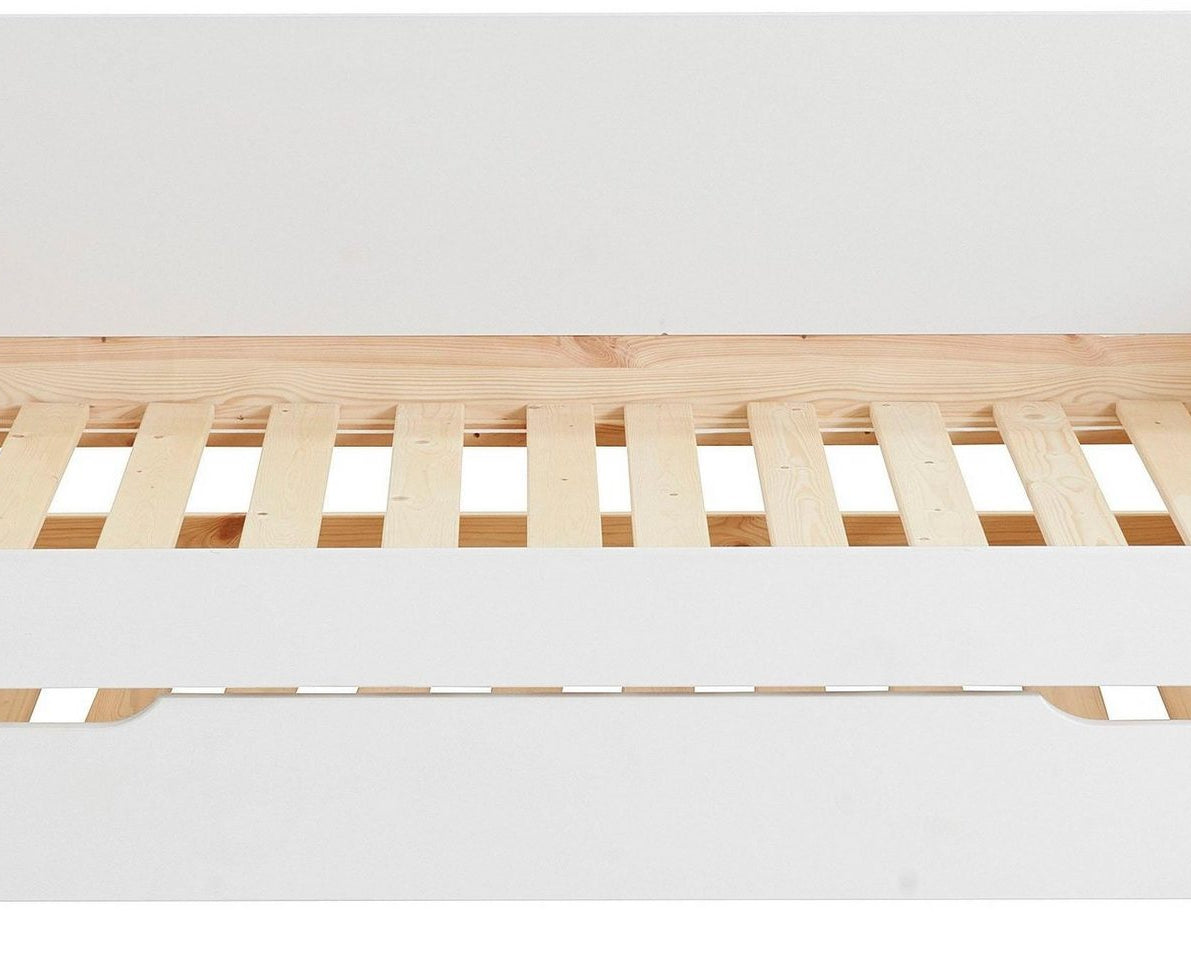 Pat Tipo cu sertar pat , 90 x 200 cm , Lemn Masiv , Alb Arboteca