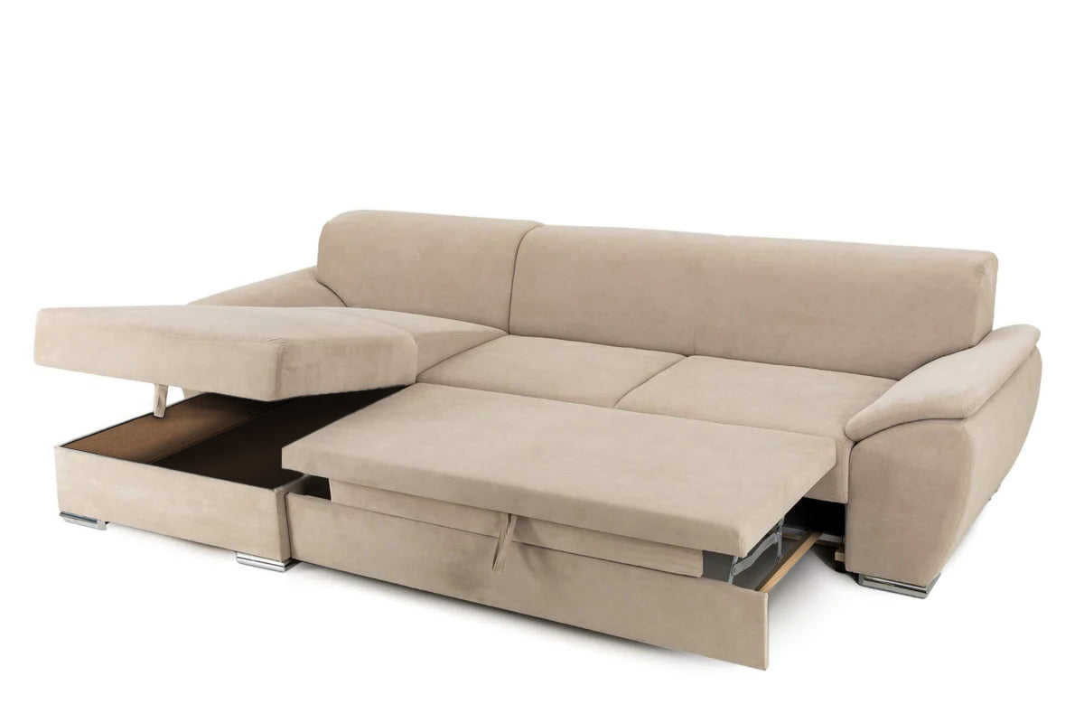 Colțar Extensibil PICASSO, cu ladă de depozitare, variante stânga/dreapta 300x170x80 cm #color_Bej-Enjoy