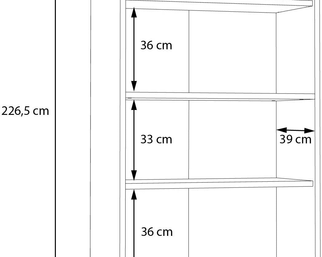 Dulap pentru birou Keflav, 2 uși, 5 rafturi, PAL FSC®, 84,5×41,5×226,5 cm Arboteca