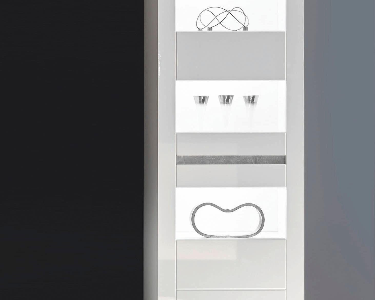 Vitrina Carat, Alb Lucios, 198 cm inaltime Arboteca