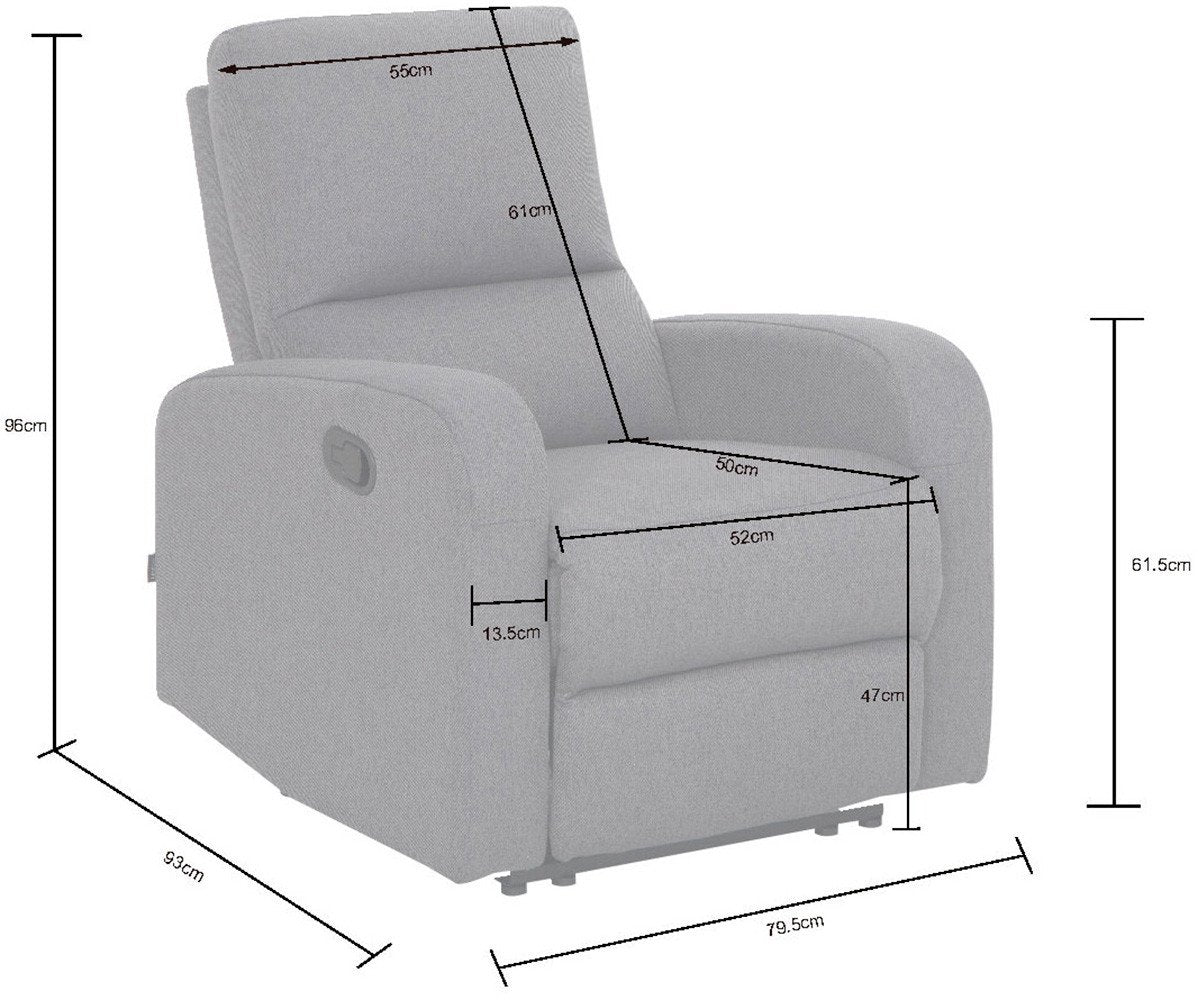 Fotoliu recliner Tournay cu suport picioare, textil gri închis Arboteca