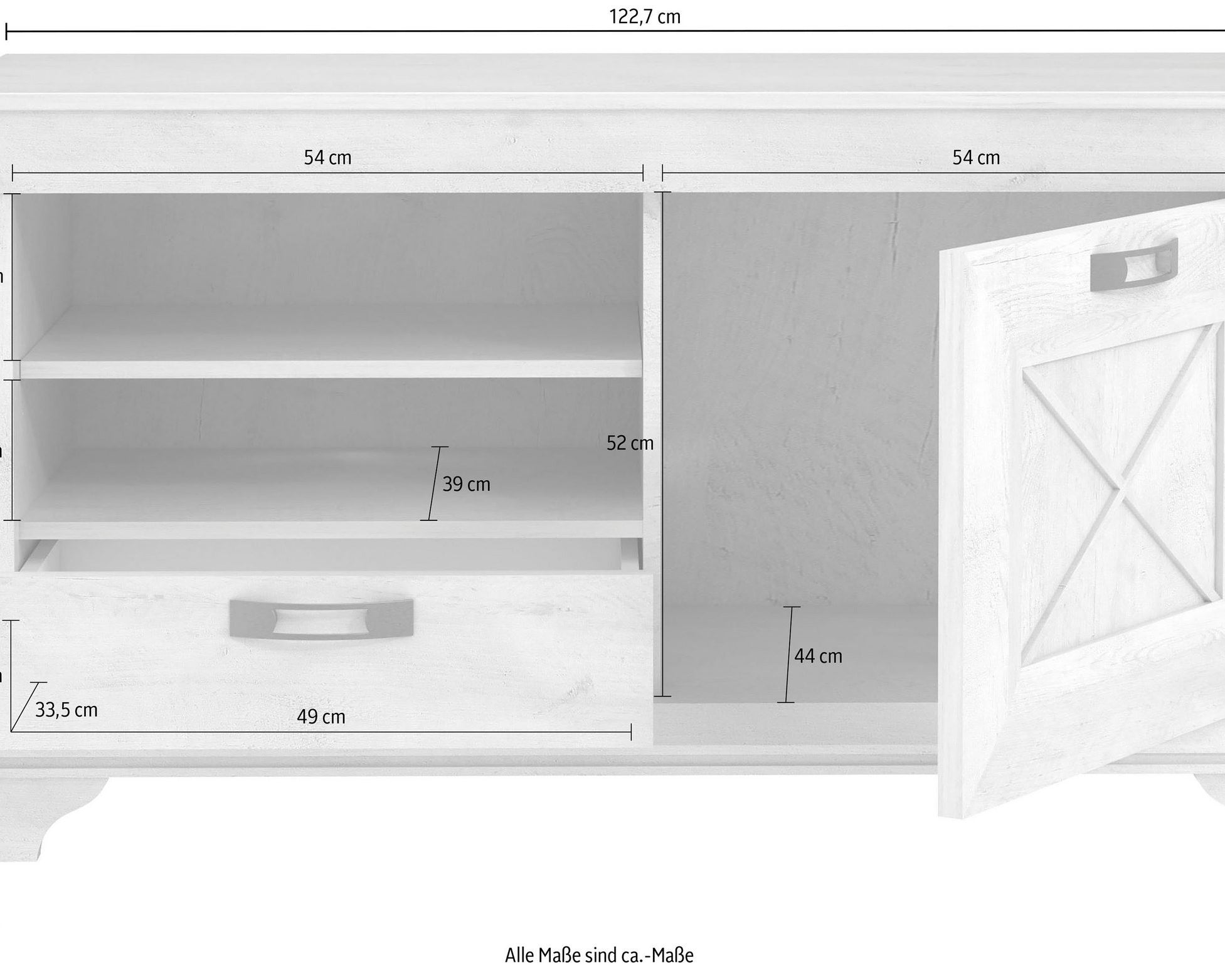 Comodă TV Kashmir, stil rustic, PAL , 122,7×48,2×66,6 cm Arboteca