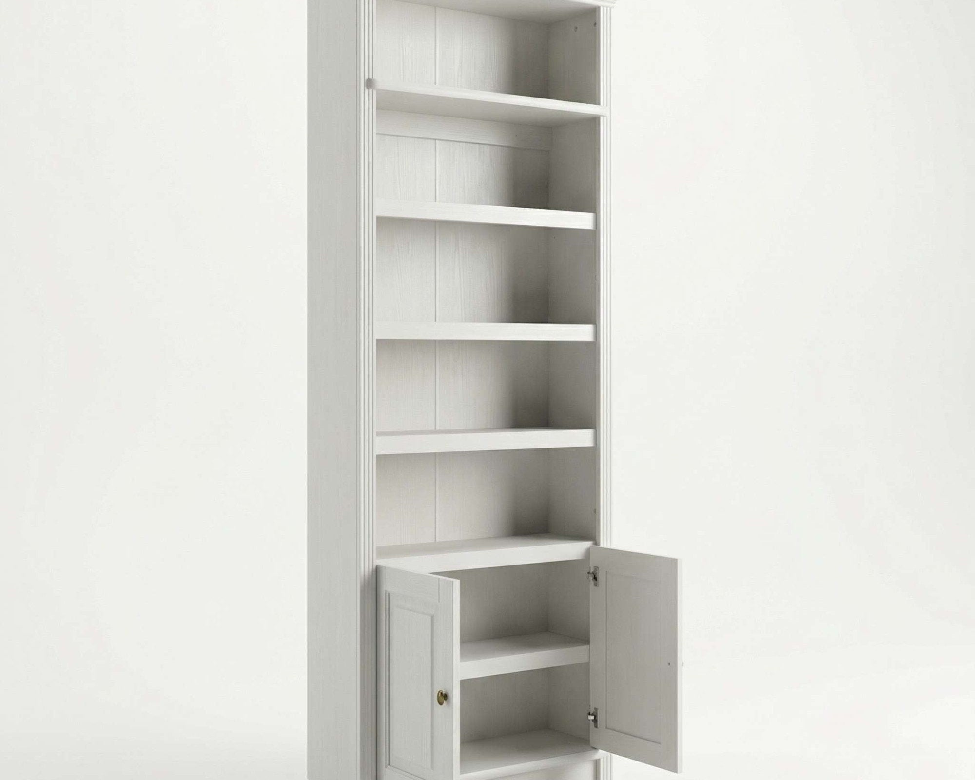 Bibliotecă din lemn masiv de pin Soeren, 2 uși, 80×29×220 cm – alb crem Arboteca