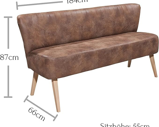 Bancă tapițată Marcel, living / dining, gri, stil modern, 184x87x66 cm Arboteca