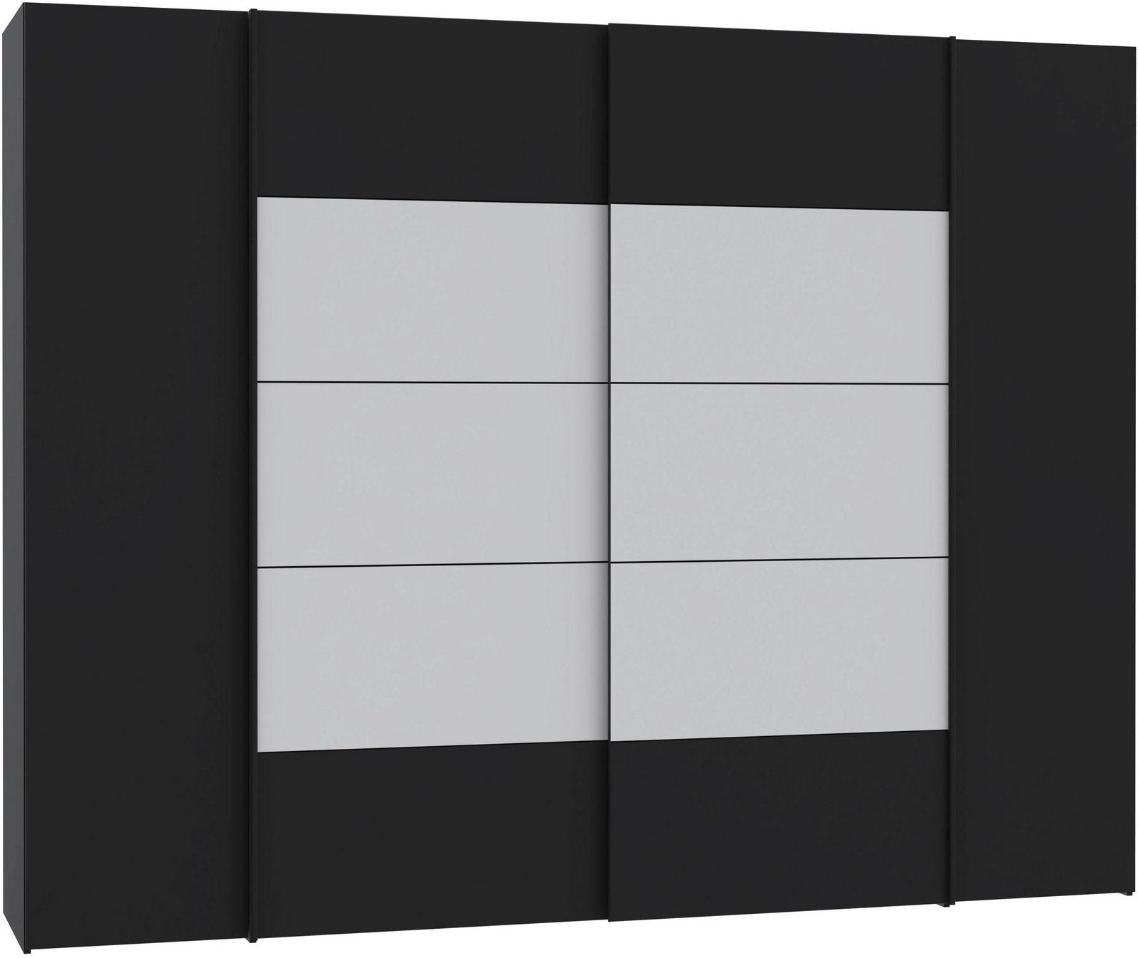Dulap Narago combinat cu uși glisante și batante, negru/alb, 270×210×61 cm Arboteca