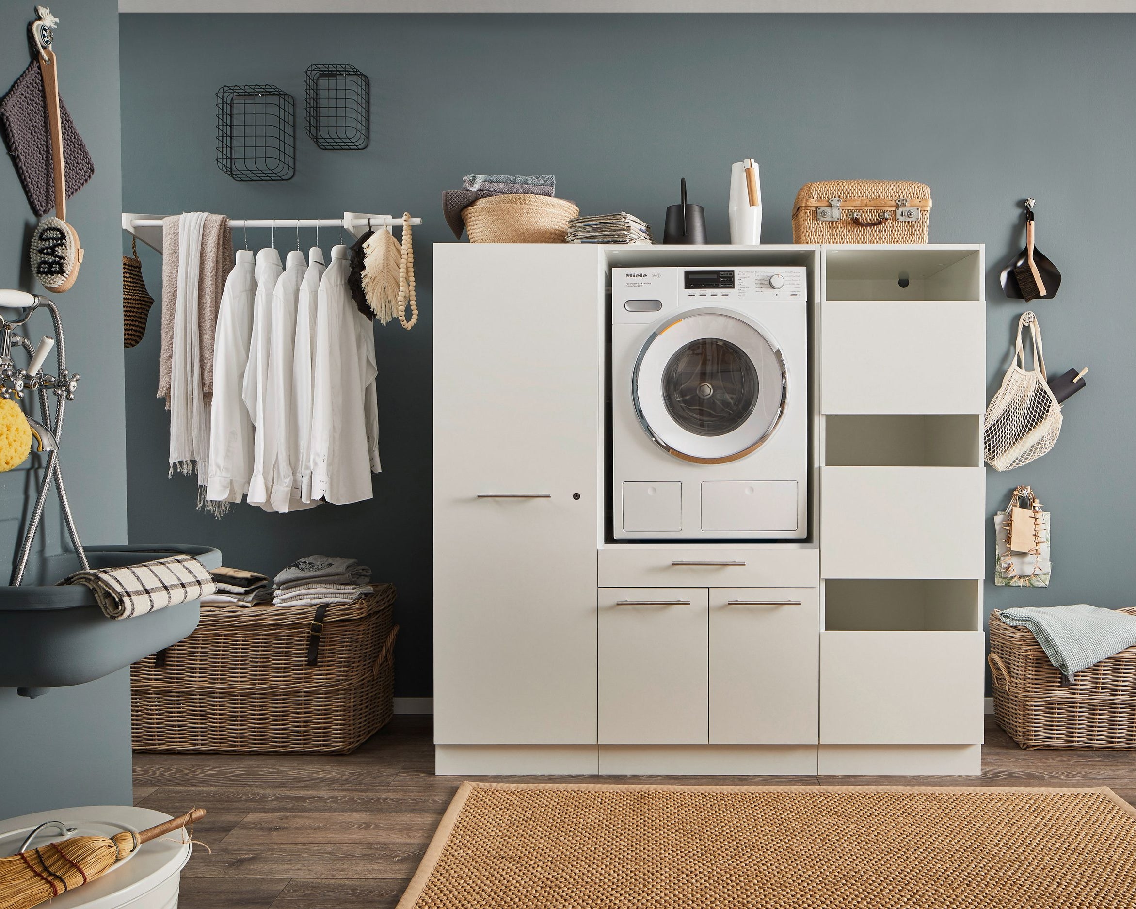 Dulap Masină Spălat Laundreezy, alb, 117.5 cm lățime Arboteca