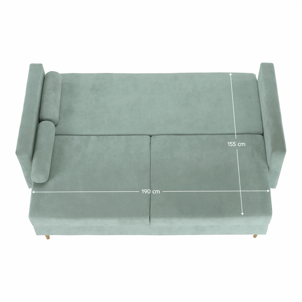 Canapea extensibilă, verde mentă textil Queens, AURELIA Kondela