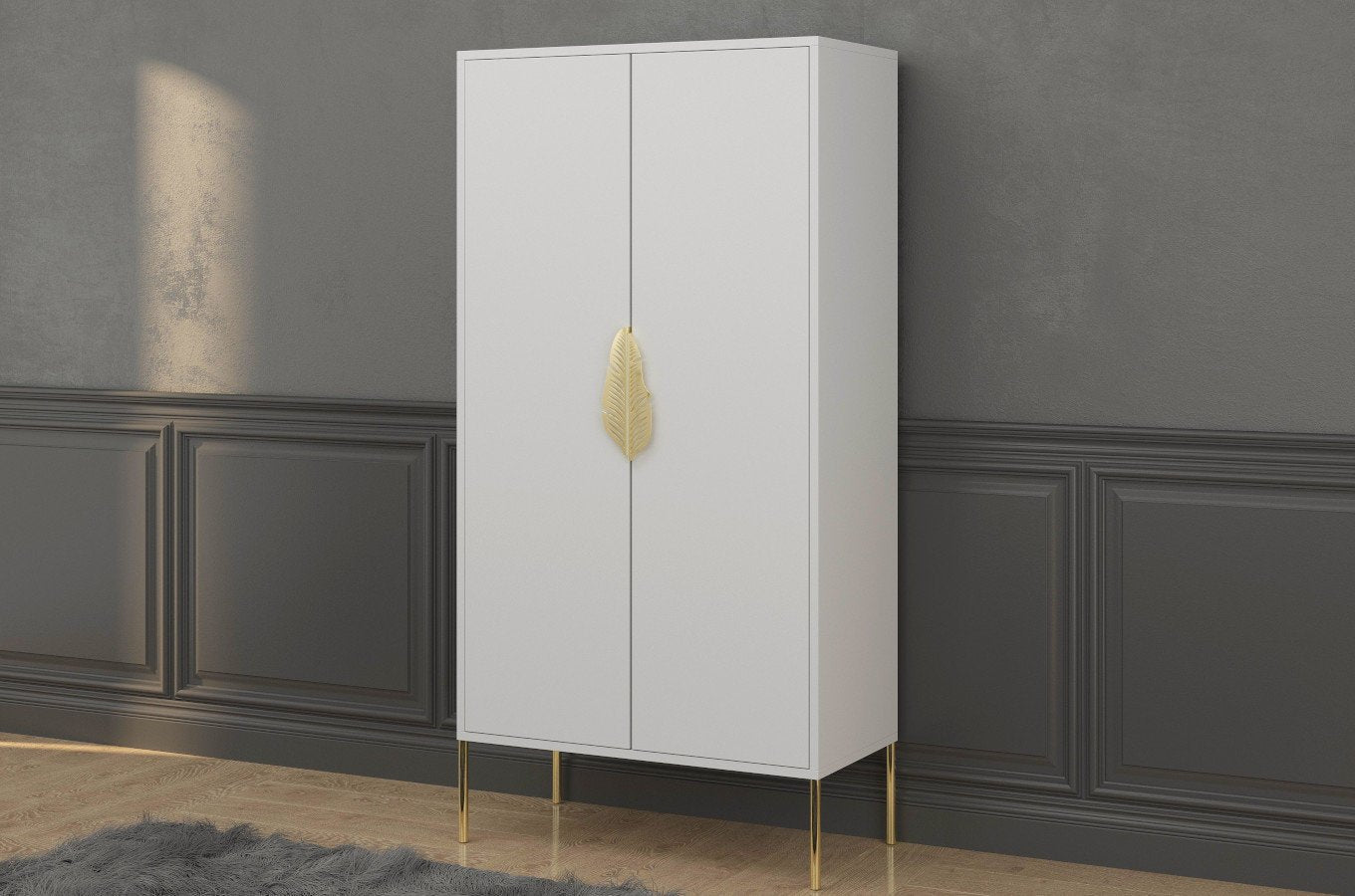 Comoda inalta Ayana, Alb / Auriu Arboteca