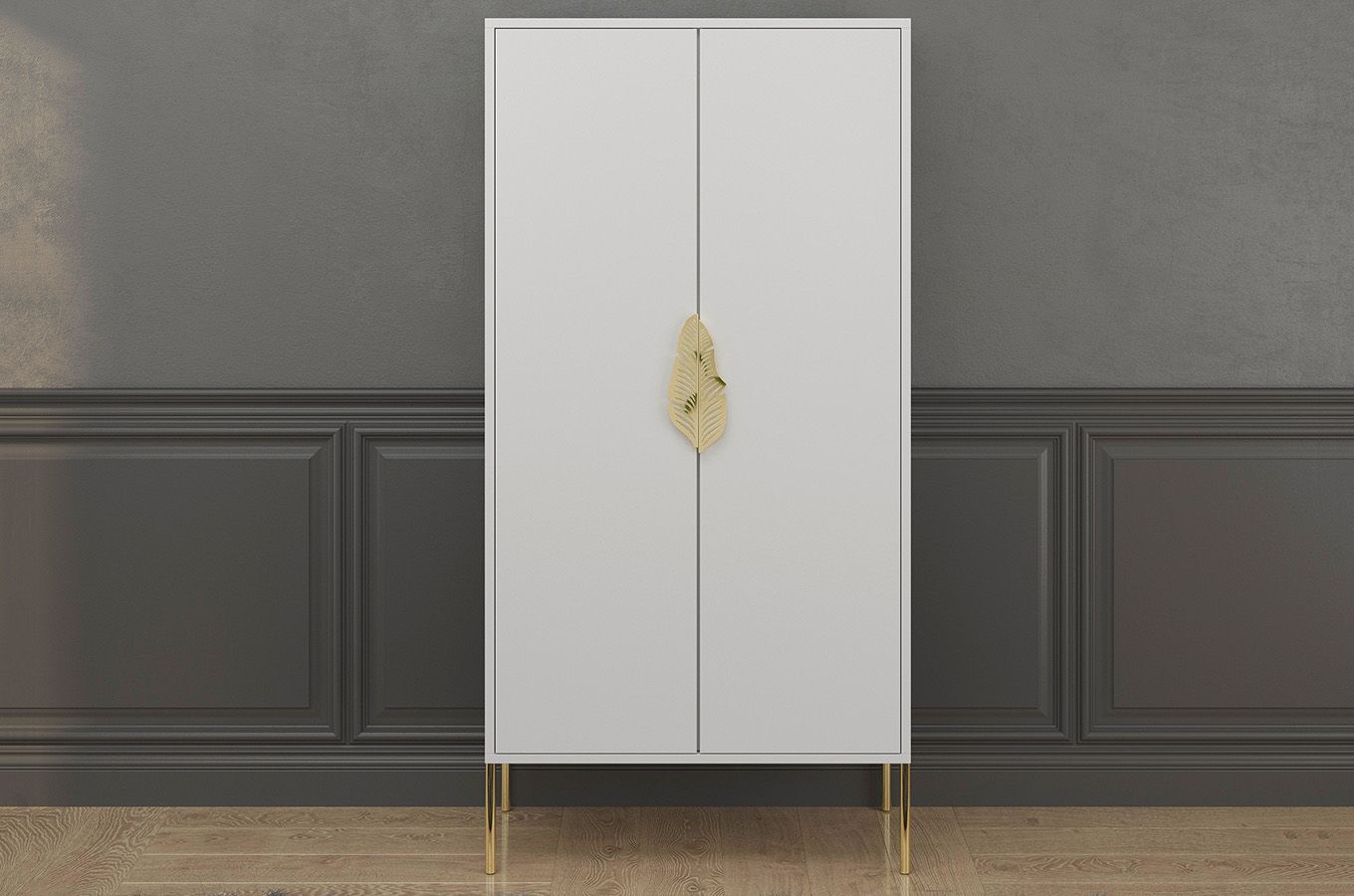 Comoda inalta Ayana, Alb / Auriu Arboteca