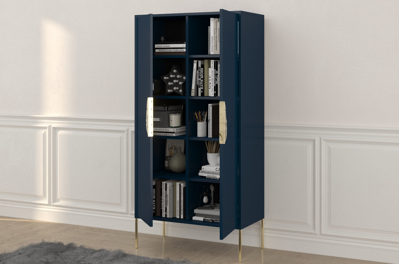 Comoda inalta Ayana, Albastru / Auriu Arboteca