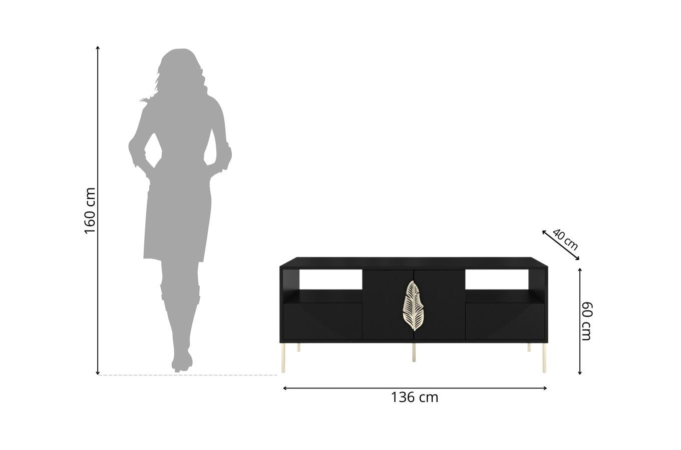 Comoda TV Ayana, Negru / Auriu Arboteca