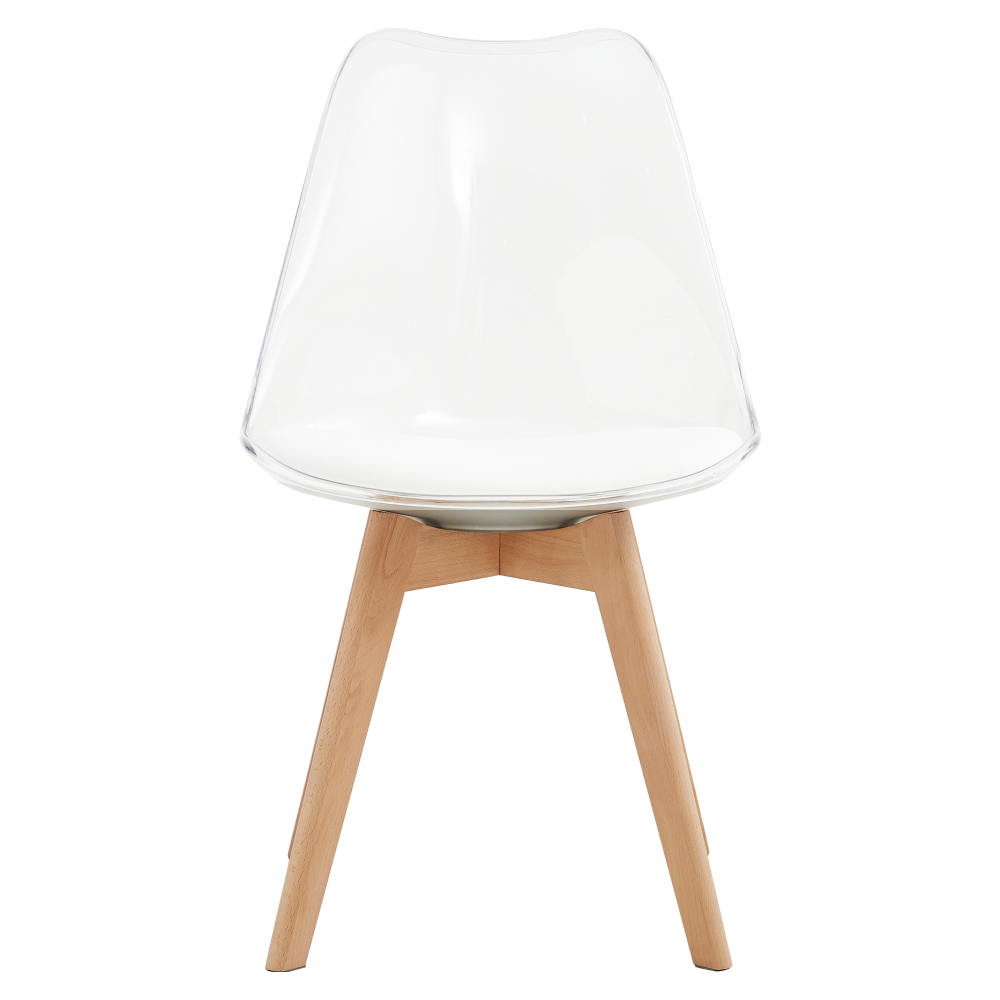 Scaun IVREA 2, transparent, acrilat/piele ecologică/fag, 48x54x80 cm Kondela