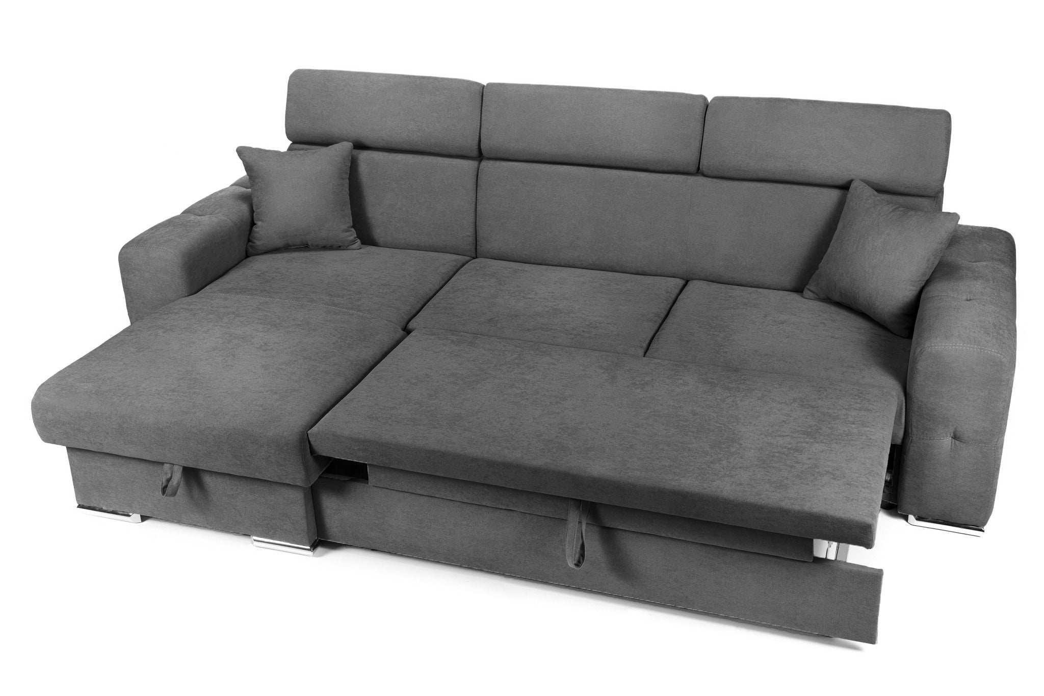 Coltar Extensibil BELLAGIO, sezlong interschimbabil, cu lada de depozitare, cu tetiere, 275x170x85 cm - Prestigehome.ro - Coltare - Prestige - #color_gri-inchis-enjoy