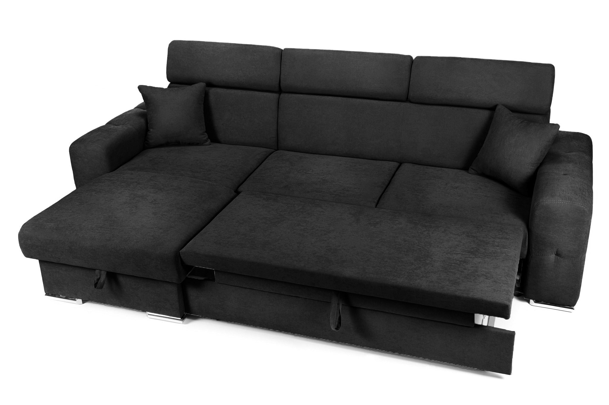 Coltar Extensibil BELLAGIO, sezlong interschimbabil, cu lada de depozitare, cu tetiere, 275x170x85 cm - Prestigehome.ro - Coltare - Prestige - #color_negru-enjoy